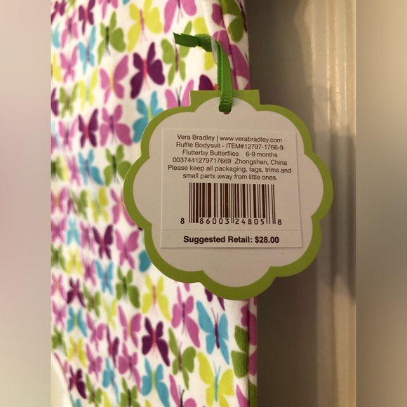 NWT Vera Bradley Baby girl romper onesie butterfly floral set discontinued 6-9mo - Picture 4 of 8